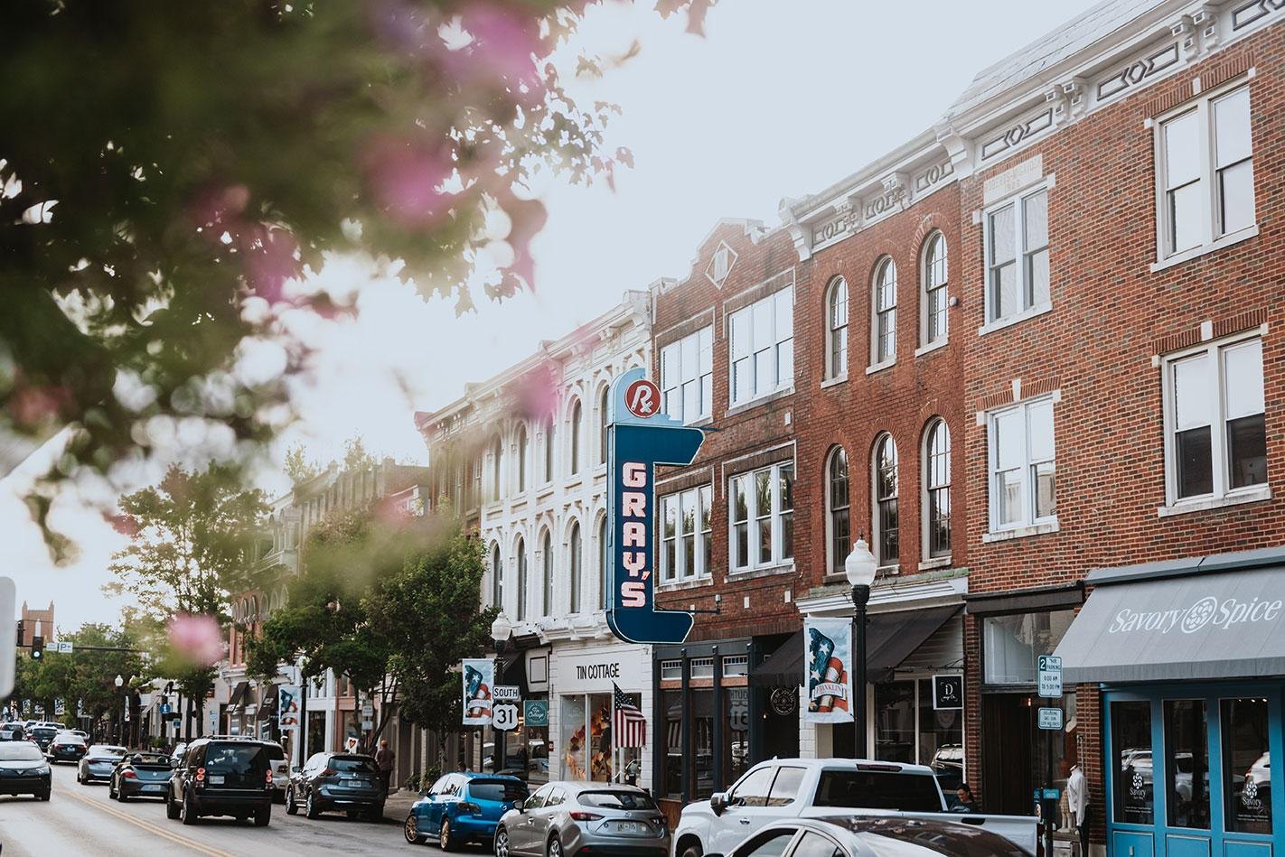 Historic Main Street in downtown Franklin, Tennessee